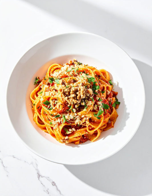 Tumact me Tulez (Tagliatelle + Walnuts & Breadcrumbs)